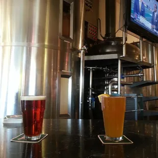 Rita red ale (left) Heritage hefeweizen (right)