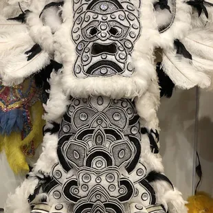 Mardi Gras Indians intricate and hand made costume, one of many