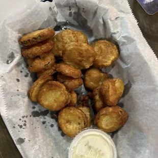 Some of the best fried pickles typo on the menu worker told us they are called fire pickles