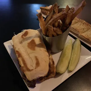 french fries and a pickle