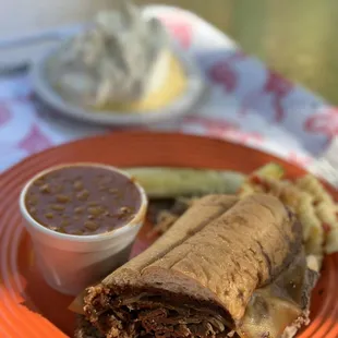 French dip &amp; baked beans