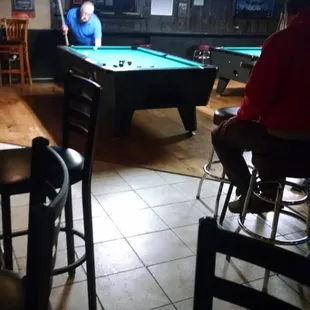Two pool tables.  No waiting.