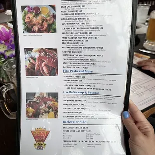 a menu for a seafood restaurant