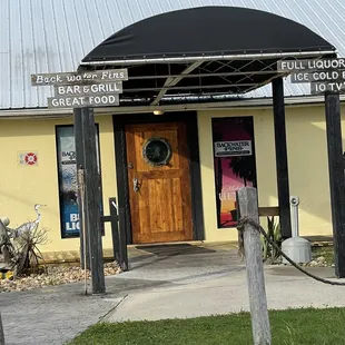 the entrance to the restaurant