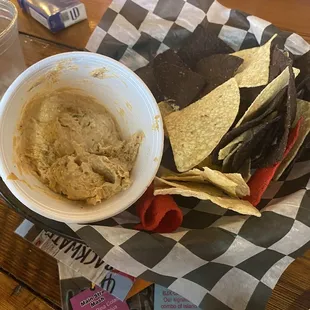 The crab dip and chips.