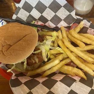 The ultimate grilled chicken sandwich with fries.