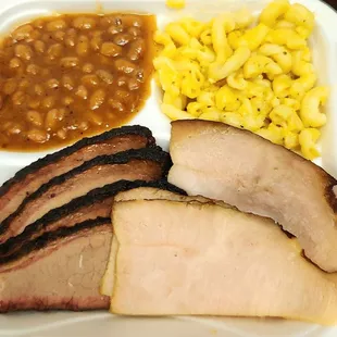 Beef brisket &amp; smoked turkey, $19. Meats had good flavor. I didn't like the Mac &amp; chs. Portion is small for the price.