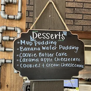 Dessert Menu