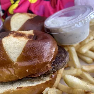 Kids sliders on Pretzel buns