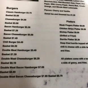 Backwoods Cafe menu