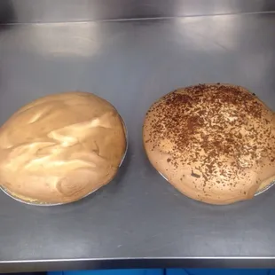 Homemade meringue cream pies