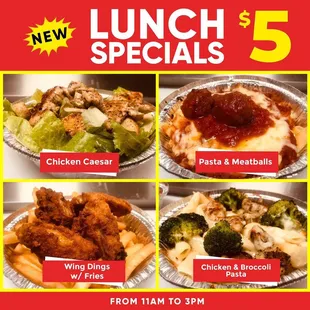 a menu for lunch specials
