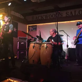 a band playing on stage