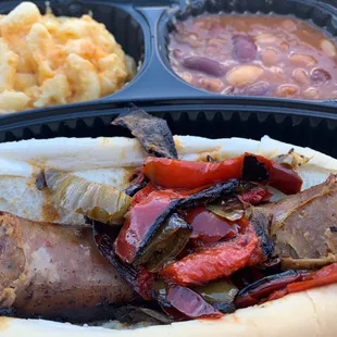 Sausage platter with beans &amp; mac-DELISH!