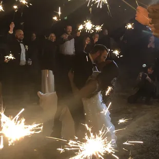 Send off of newlyweds