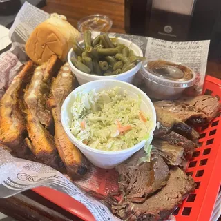 Brisket, Ribs, Pork and Chicken Dinner Combo