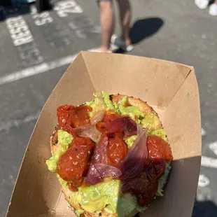 Avocado toast with everything bagel.