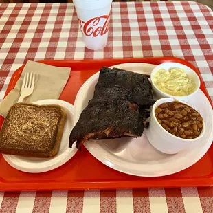Rib Plate + Baked Beans + Potato Salad