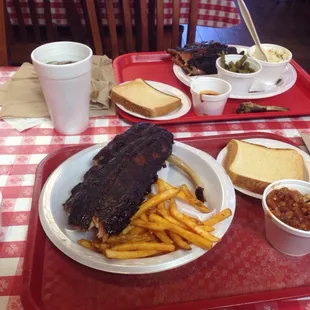 Ribs for 2 (Full Rack) with some sides.
