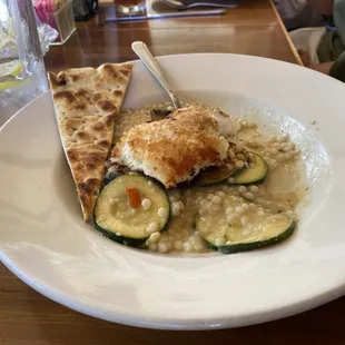 atlantic cod over israeli cous cous &amp; vegetable stew