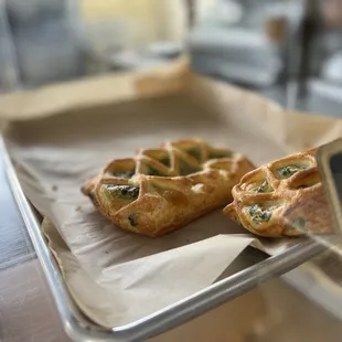 two pastries on a tray