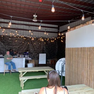 Small tap room but very cozy and goes with the backyard feel