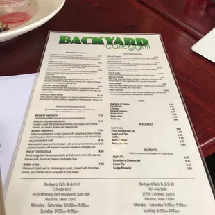 menu