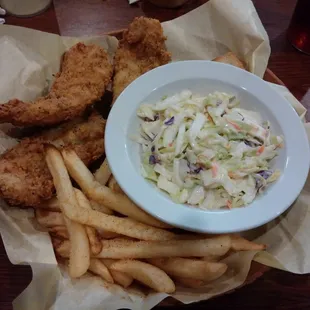 The fish n chips with coleslaw