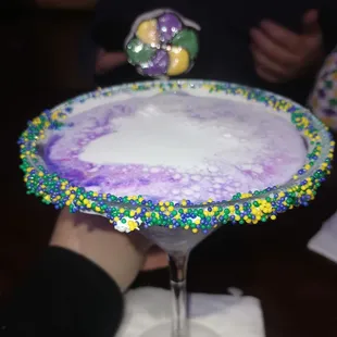 King cake martini with local bakery mini cake pops - delicious! &amp; STRONG