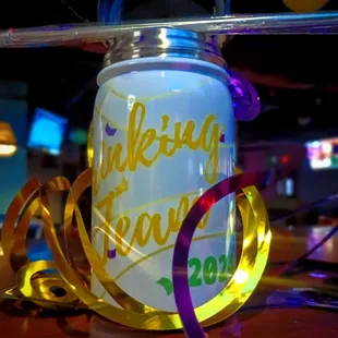 $5 refills &amp; first drink free with Mardi Gras cup purchase