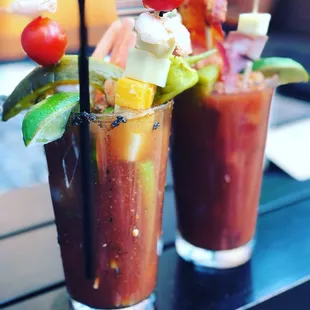 Results of a well-stocked Bloody Mary bar!