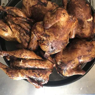 Smoked chickens