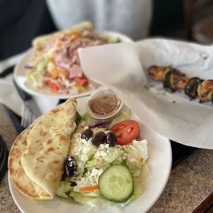 two plates of food on a table