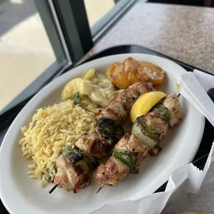 Chicken skewer dinner