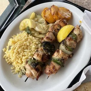 Chicken skewer dinner