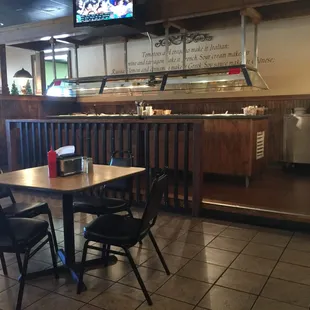 Part of the interior, looking toward the small buffet area.