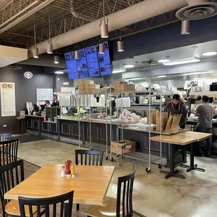 a view of the kitchen and dining area