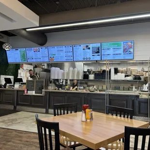 a view of a restaurant&apos;s dining area