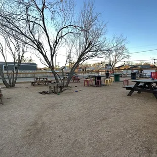 Outdoor sitting area with more games.