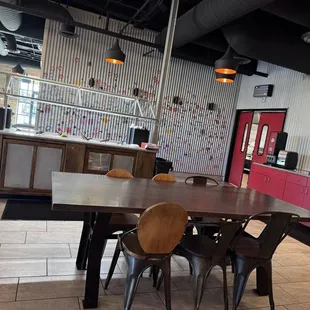 Salsa bar and Coke drinks