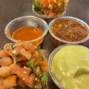 a variety of sauces and condiments