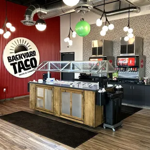 Toppings Bar and Beverage Area