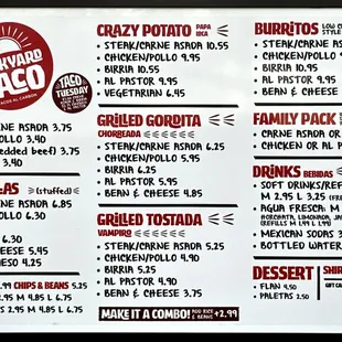 Drive-thru Menu Board 12/18/23