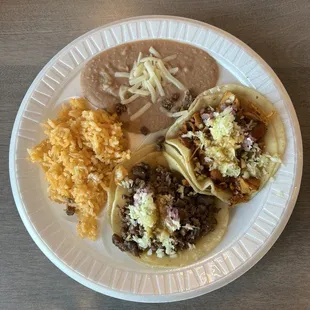 2 taco plate. Chicken and steak.