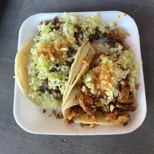 Steak and Chicken tacos