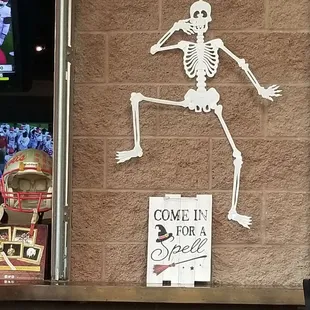 Outside patio Halloween decor