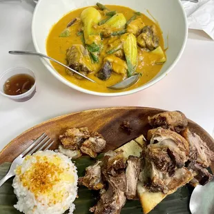 Kare Kare and Mini Krispy Pata with Garlic Rice