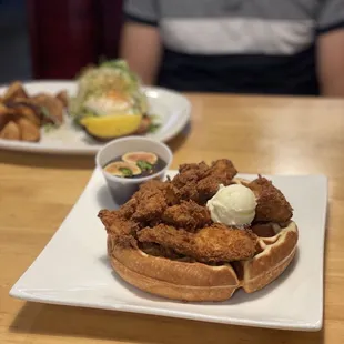 Fig and chili chicken waffle