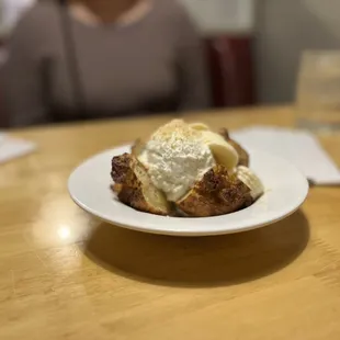 Bread Pudding with bananas was super delicious.