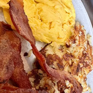 Bacon, eggs and hasbrowns